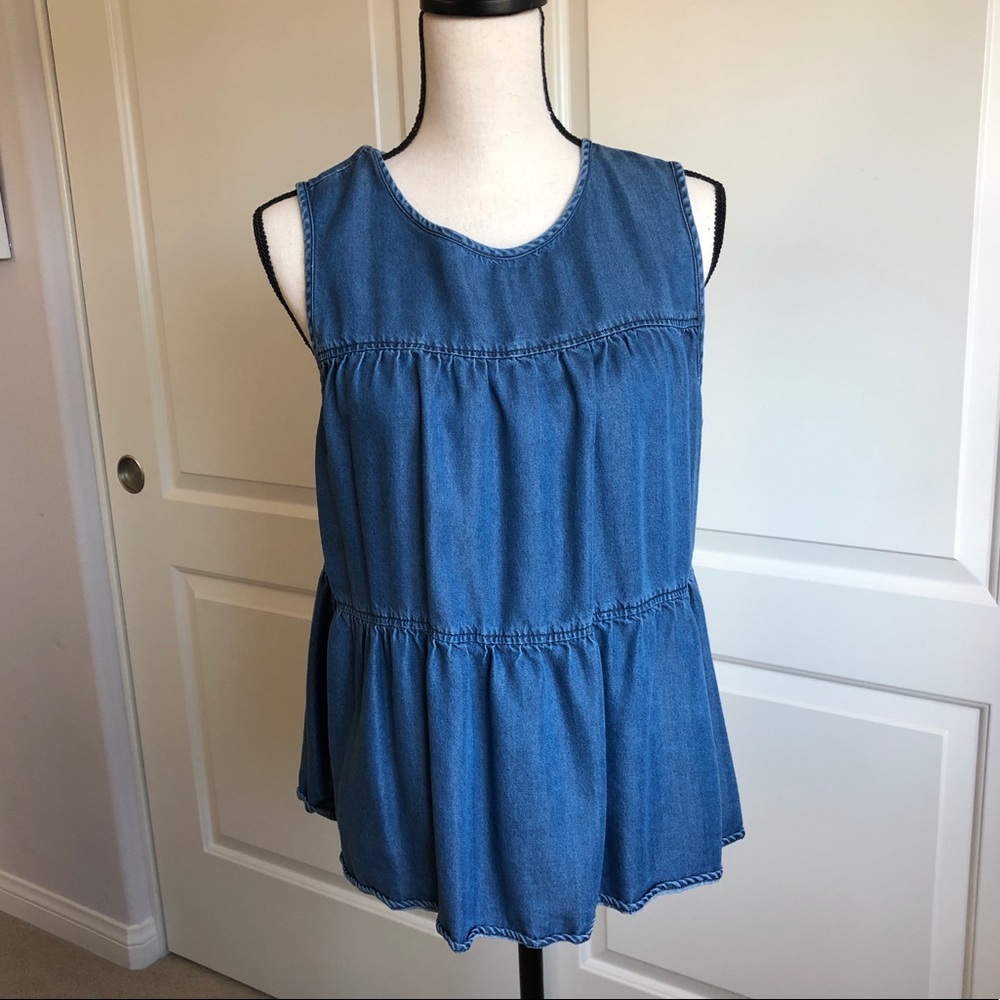 Soft Denim Tiered Sleeveless Top